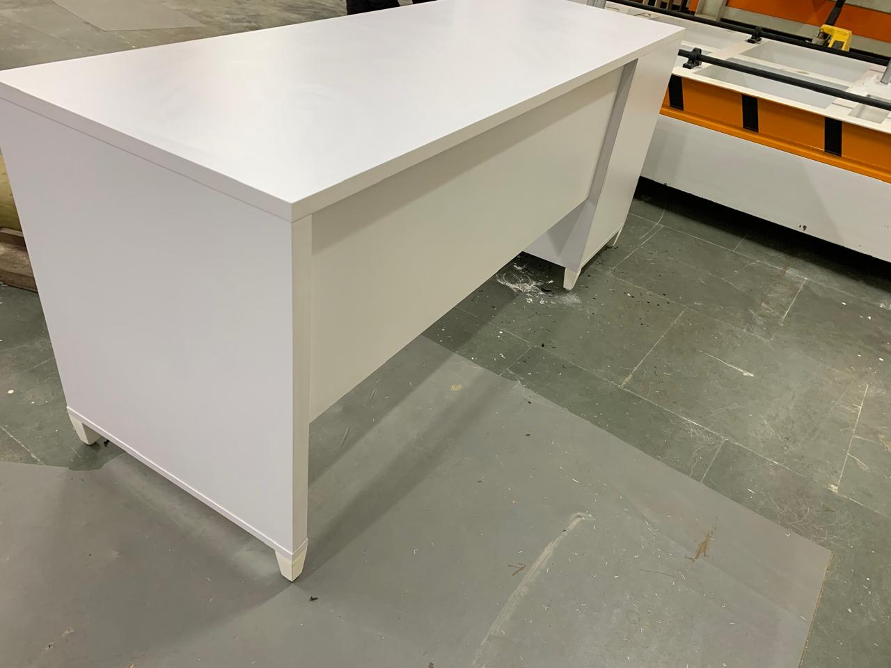 Office Computer Table Made in Engineered wood with Drawers and Wire Management Grommet- White
