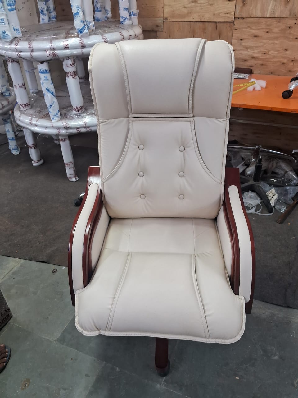 Home And Office High Back Ergonomic Leatherette Director Chair with Wooden Base