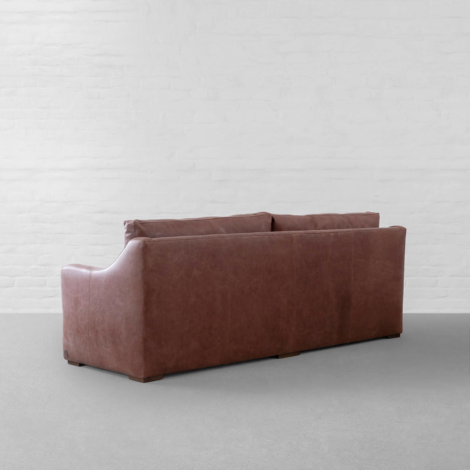 4 Seater Brown Sofa in Leatherette Upholstery Soft curved corners & slim armrest with Handcrafted Kiln-dried hardwood frame -