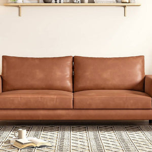 3 Seater Sofa for Modern Home Furniture Made in Plyboard and Leatherette Upholstery with High Quality Soft Padded & Metal Legs Base