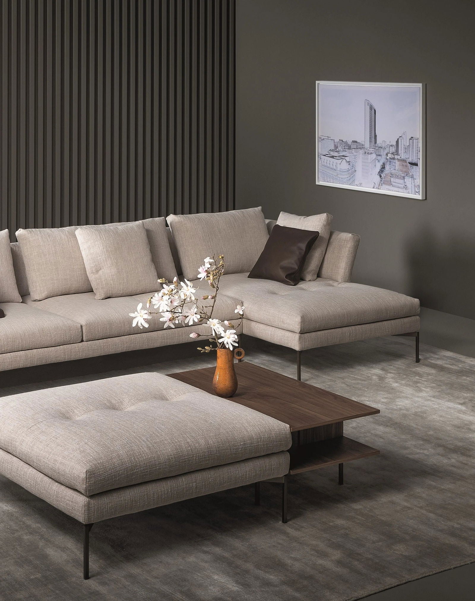 4 Seater Sofa with Metal Legs & Chaise -