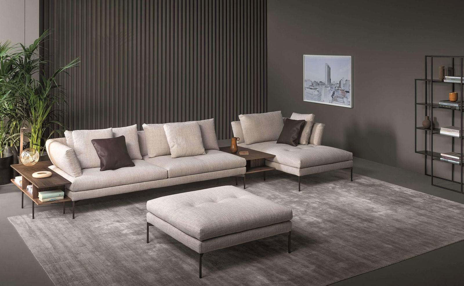4 Seater Sofa with Metal Legs & Chaise -