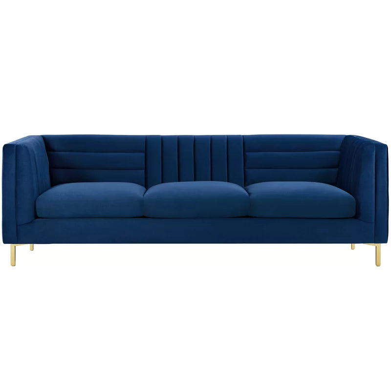 4 Seater Velvet Sofa with Metal Legs -