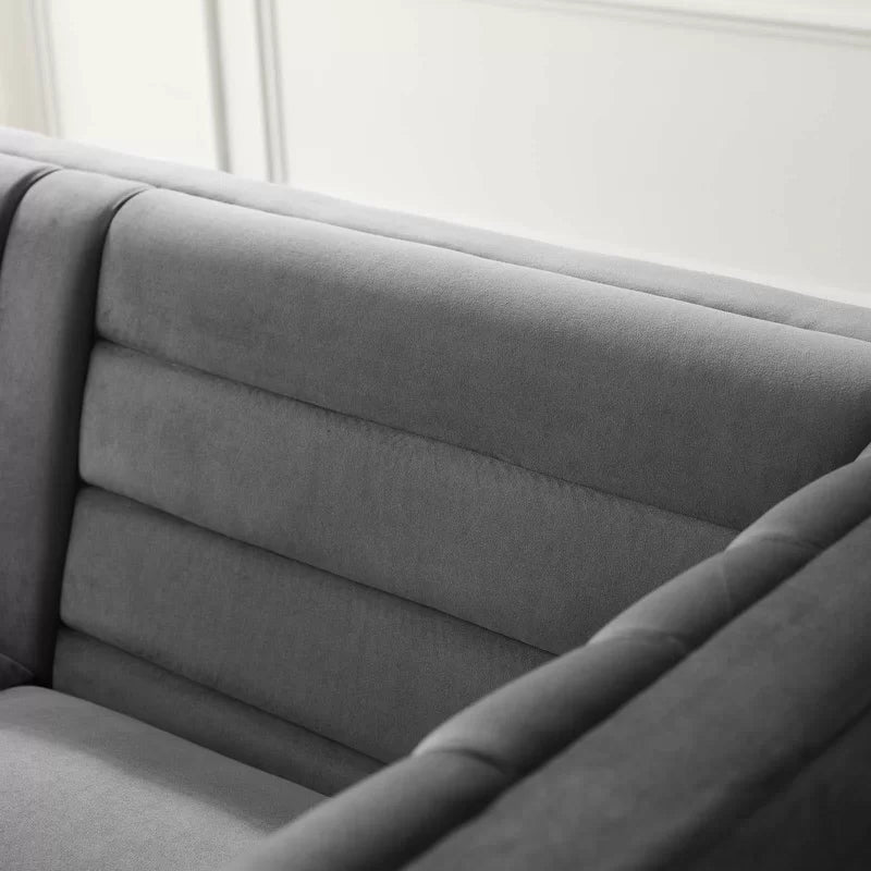 4 Seater Velvet Sofa with Metal Legs -