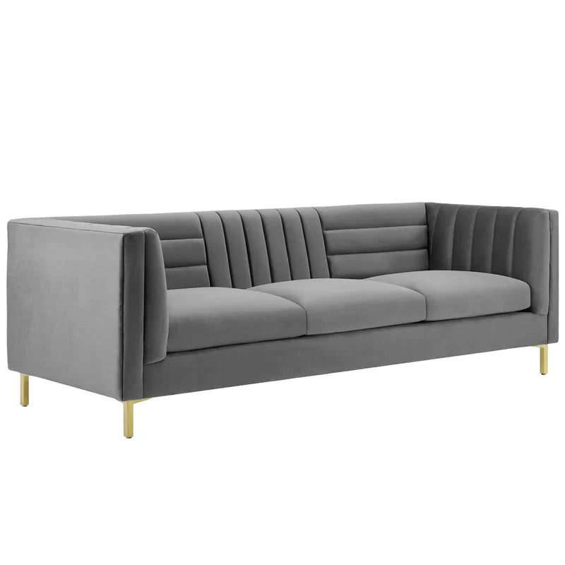 4 Seater Velvet Sofa with Metal Legs -