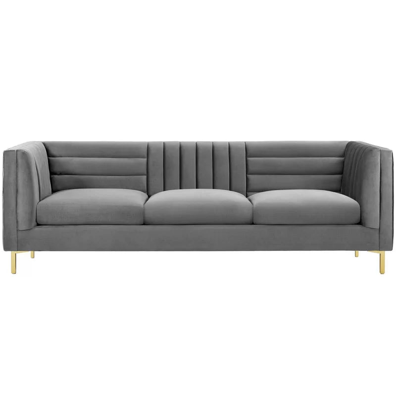 4 Seater Velvet Sofa with Metal Legs -