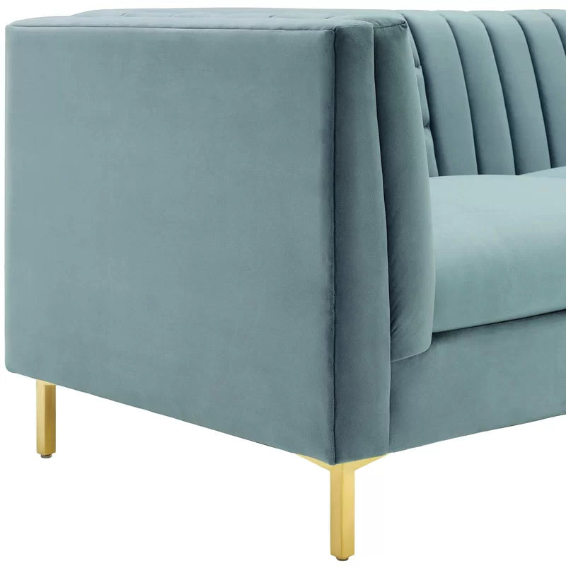 4 Seater Velvet Sofa with Metal Legs -