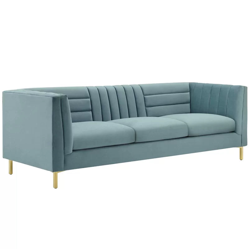4 Seater Velvet Sofa with Metal Legs -