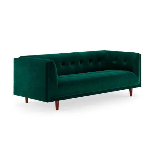 4 Seater Velvet Sofa with Wooden Legs -