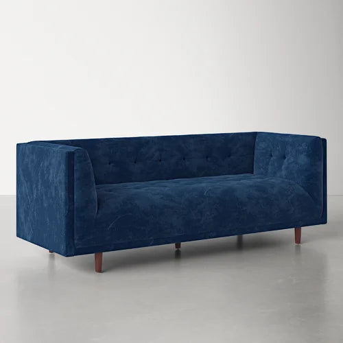 4 Seater Velvet Sofa with Wooden Legs -