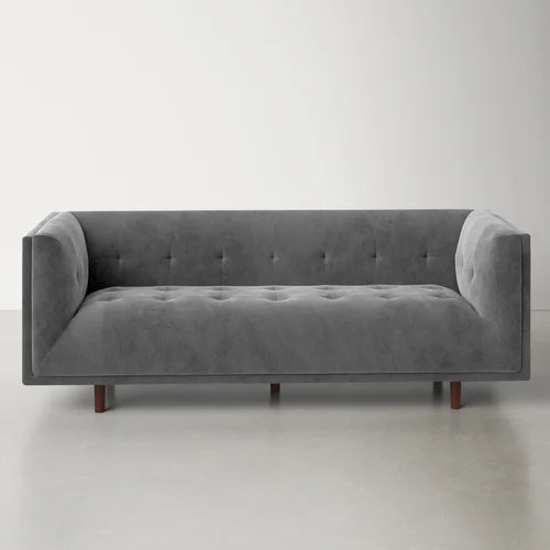 4 Seater Velvet Sofa with Wooden Legs -