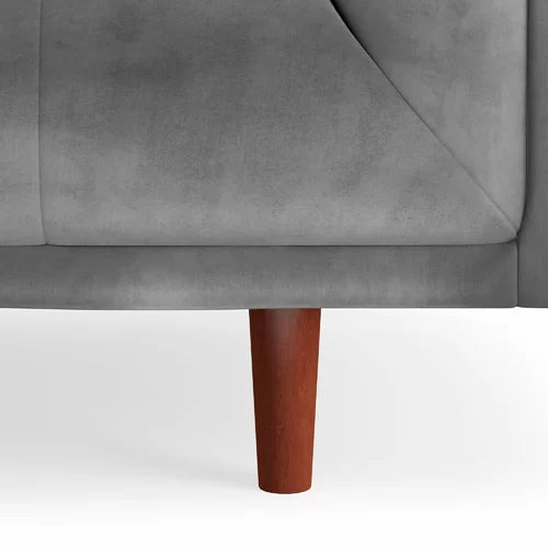 4 Seater Velvet Sofa with Wooden Legs -