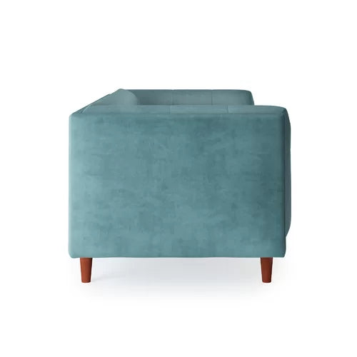 4 Seater Velvet Sofa with Wooden Legs -