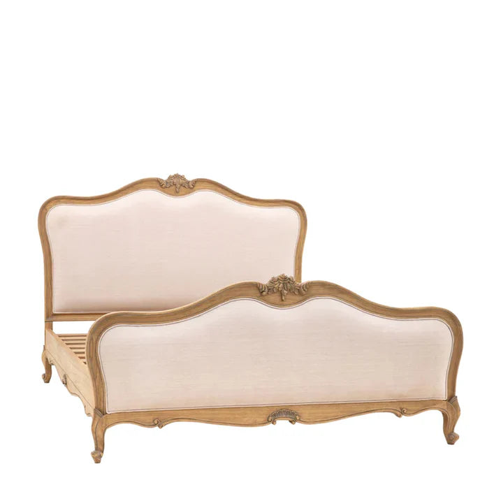 King Size Upholstered Bed – Solid Wood Frame, Royal Look, Elegant Headboard, Luxury Finish