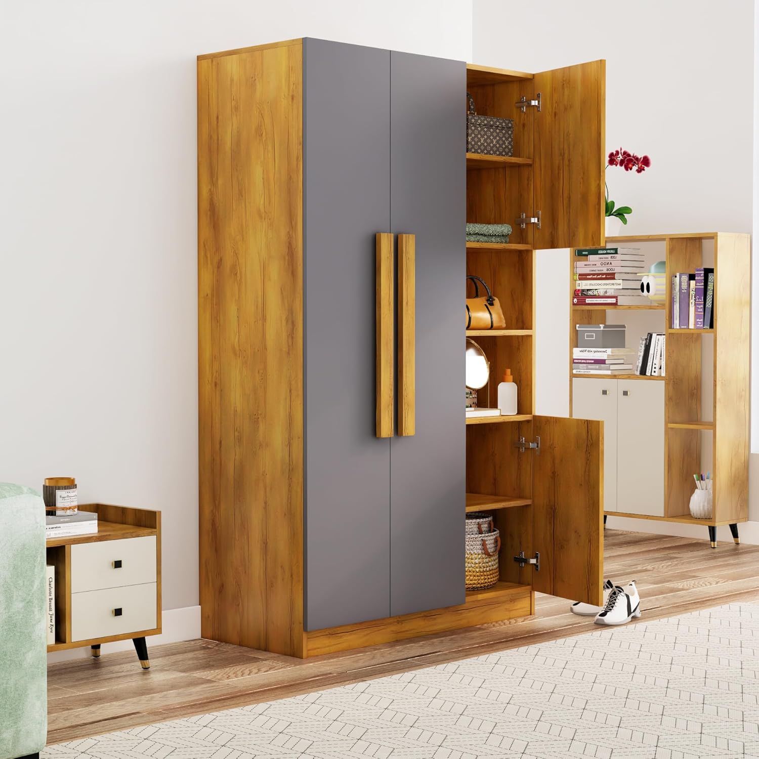 Wardrobe for Compact Bedroom Wardrobe 2 Door Almirah with Drawers for Modern Apartments.