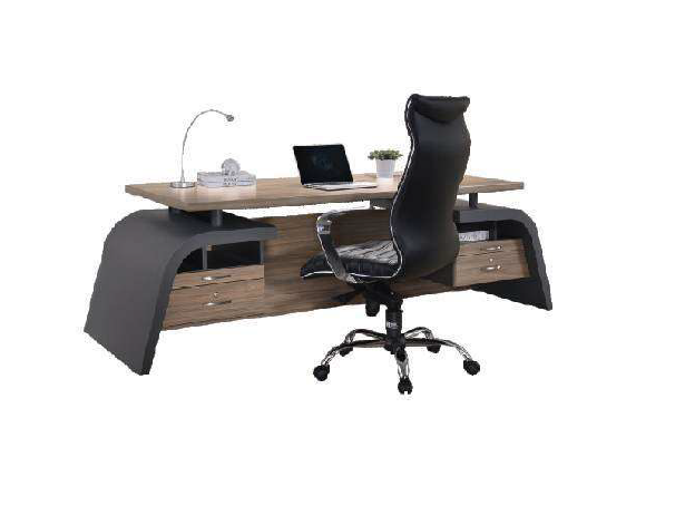 Director & Executive Rectangular Office Table Desk Made in MDF with Drawer - Brown Black