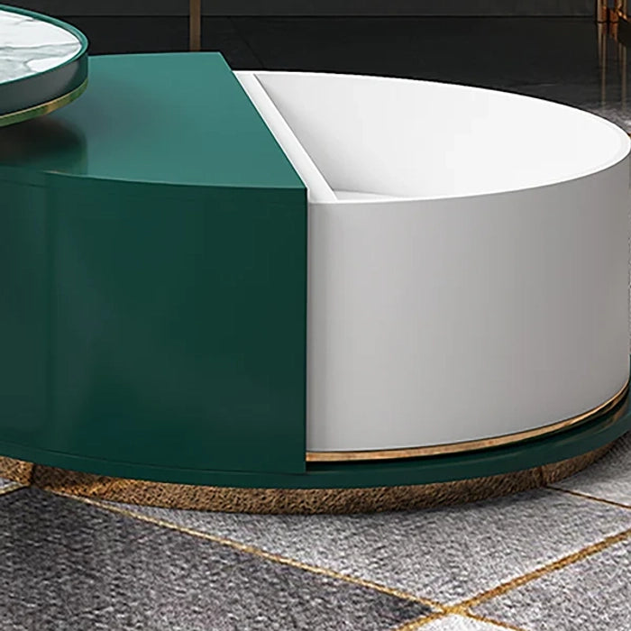 Center Table Designed with Sleek Golden Legs and Wooden Surface Blending Modernity with Timeless Style