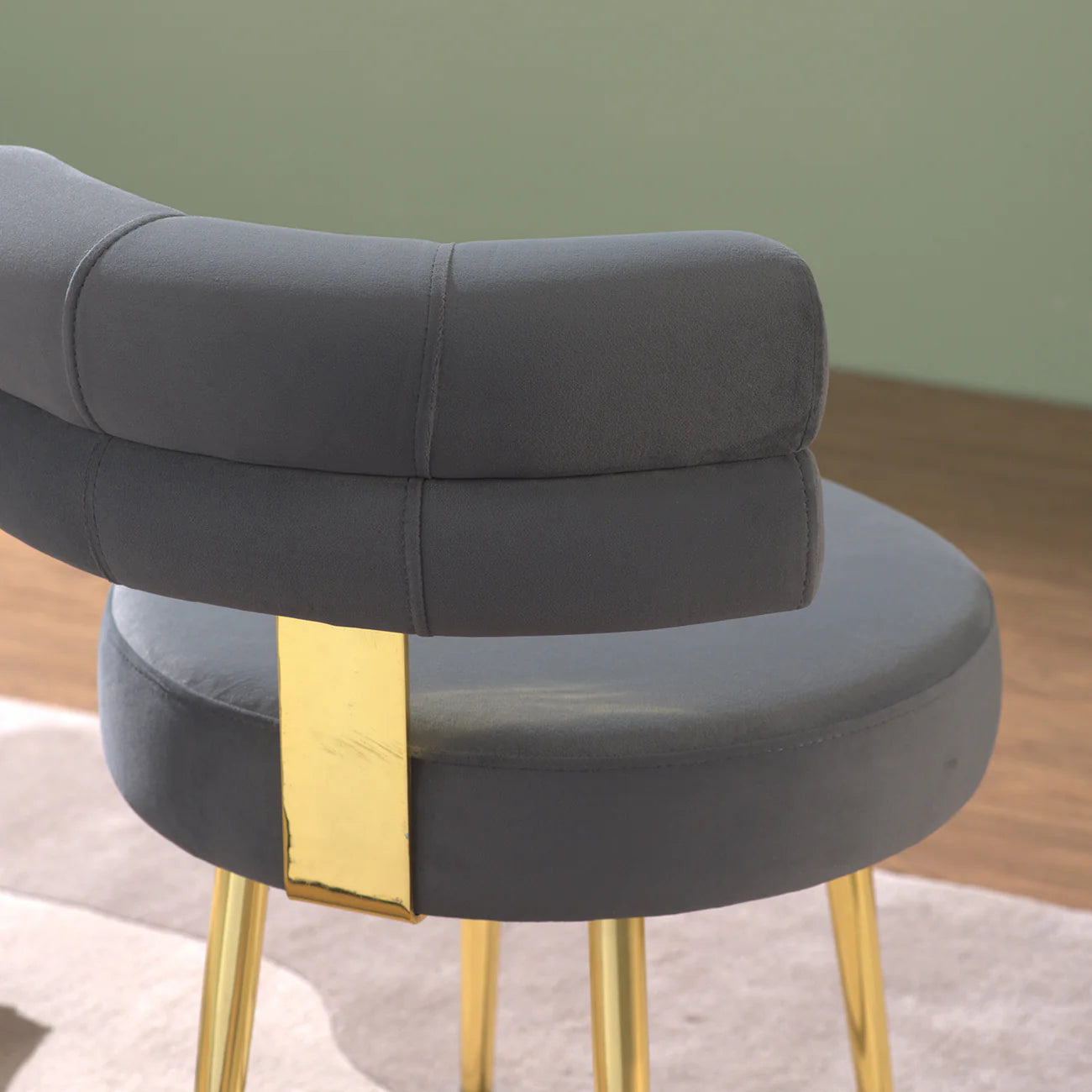 Lounge Wooden Chairs for Home Furniture Upholstery Velvet, Durable Armless Chair Premium Comfort For Living Room or Bedroom - Grey