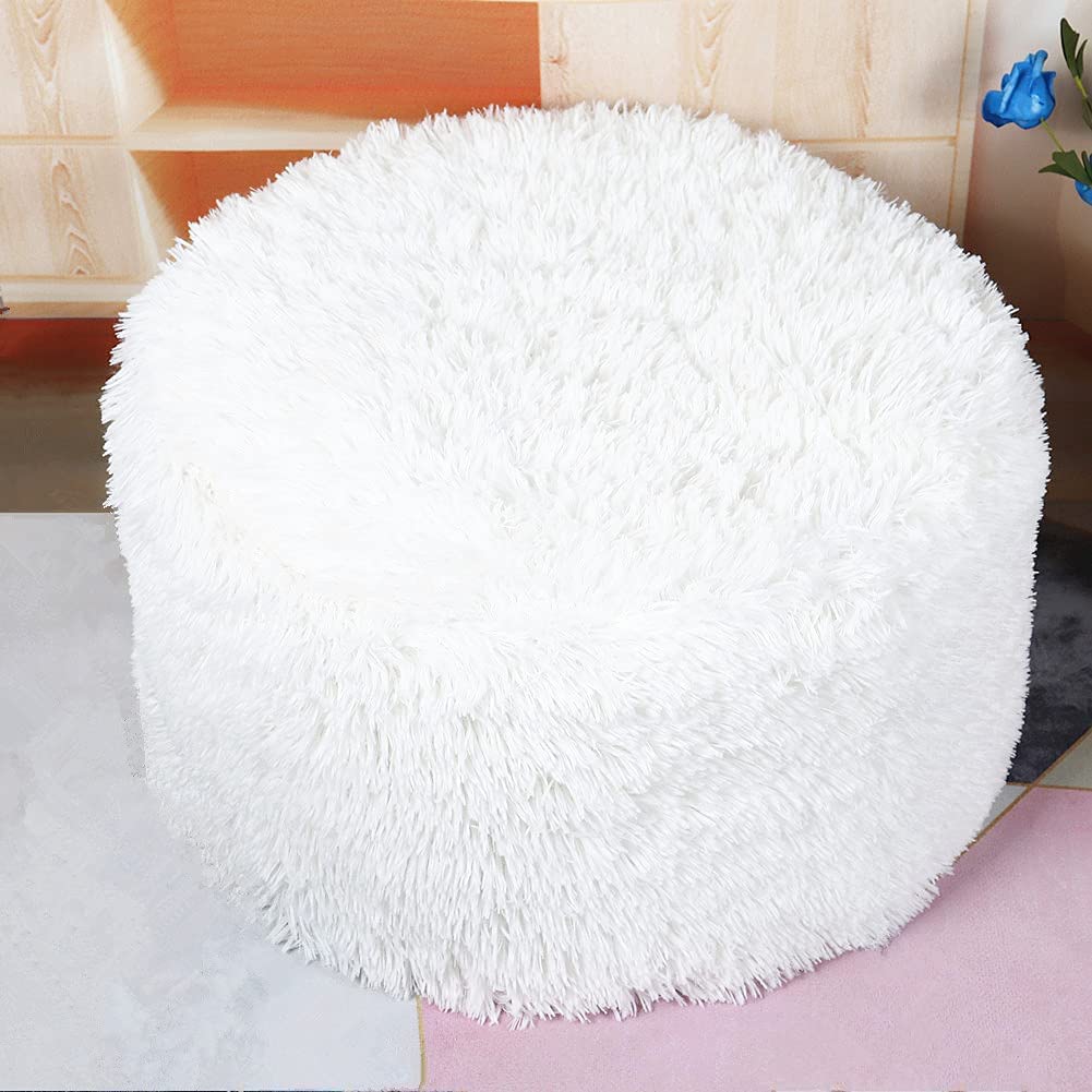 Ottoman For Home Furniture Upholstery Woolen Comfortable Seating Premium And Durable Design & Multi-Functional for Living Room -White