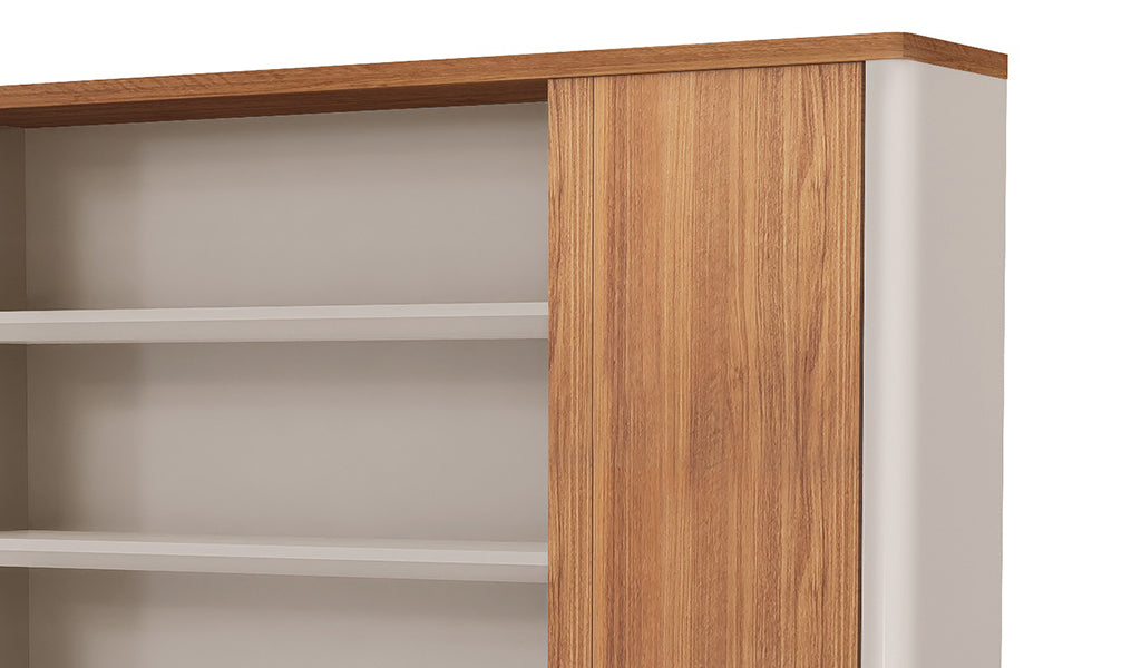 Wooden Office Storage Cabinet with Multiple Storage Sections, Stylish Handles, Premium Wooden Finish for Offices