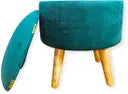 Pouffes Sitting Stool for Living Room, Make up Table Wooden Ottoman Stools, Footstool, Decoration & Dressing Table - See Green