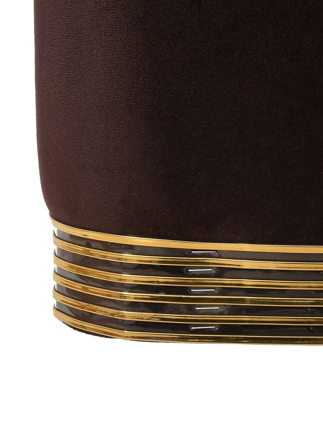 Plouffe's Modern Square Upholstered Velvet Ottoman with Gold Plating Base Foot Vanity Makeup Stool, Side Stool for Bedroom Living Room - Brown