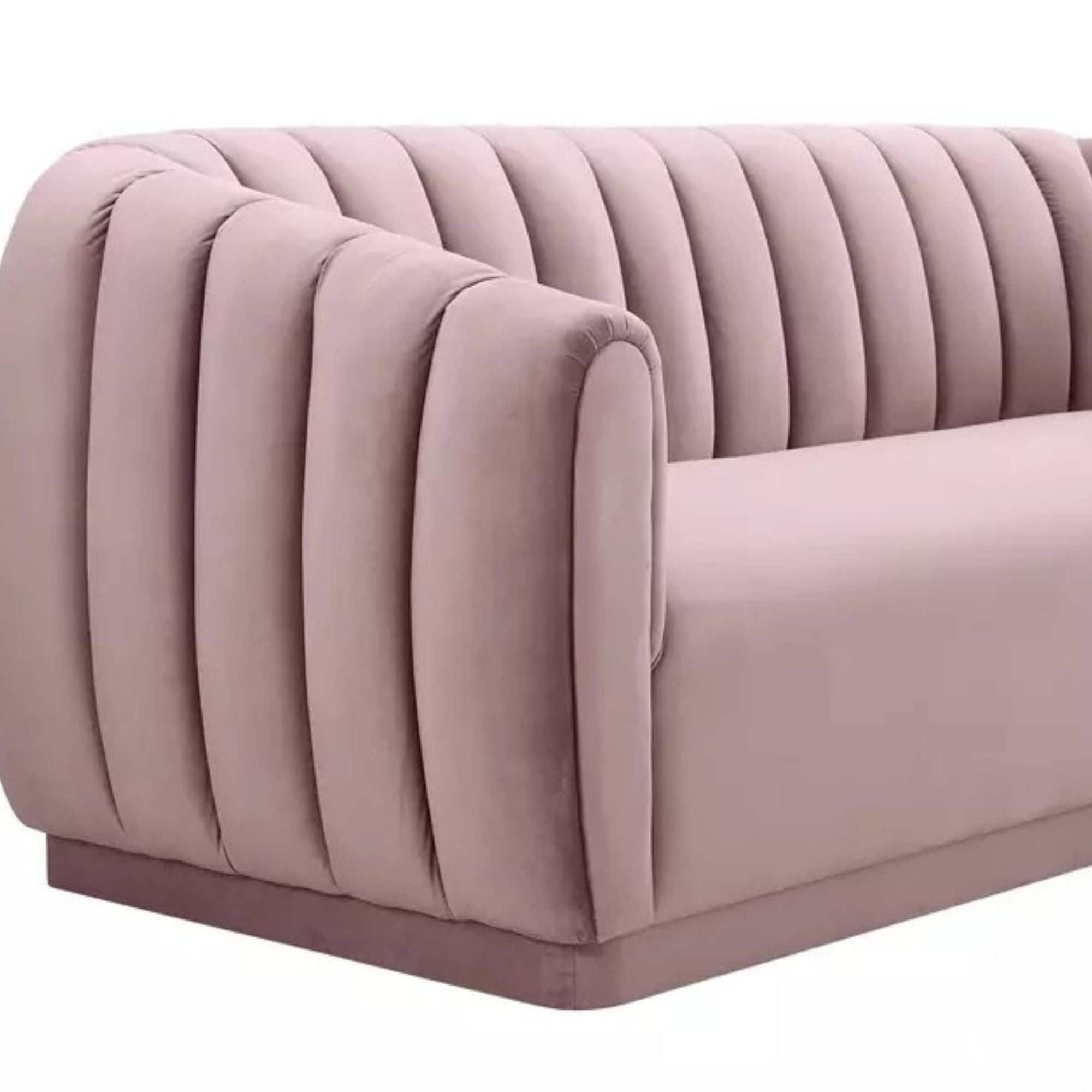 3 Seater &  Sofa For Home Furniture, Upholstery Velvet Premium and Durable Design For Living Room and Office- Light Pink