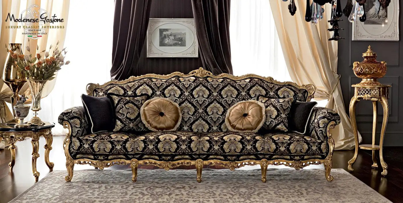 Luxury 3-Seater Carving Sofa for Home – Features Soft Velvet Upholstery and a Robust Hardwood Structure for Comfort and Premium Design