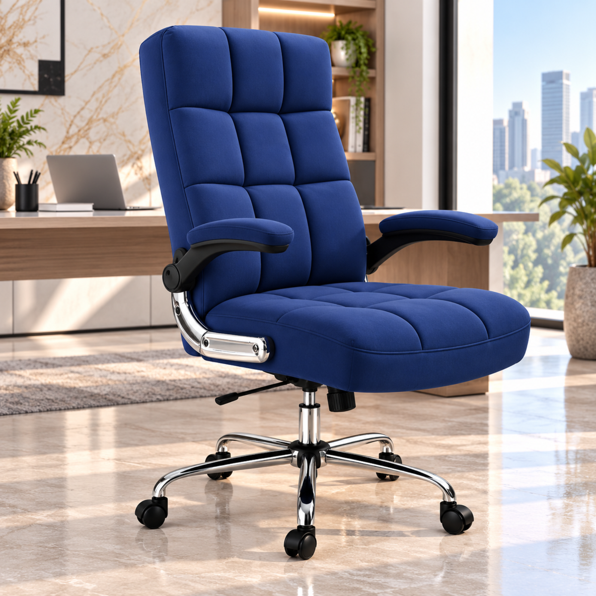 Comfortable Director Office Chair for work with Adjustable Armrest Upholstery in Velvet, Boss Chair (Super Soft)