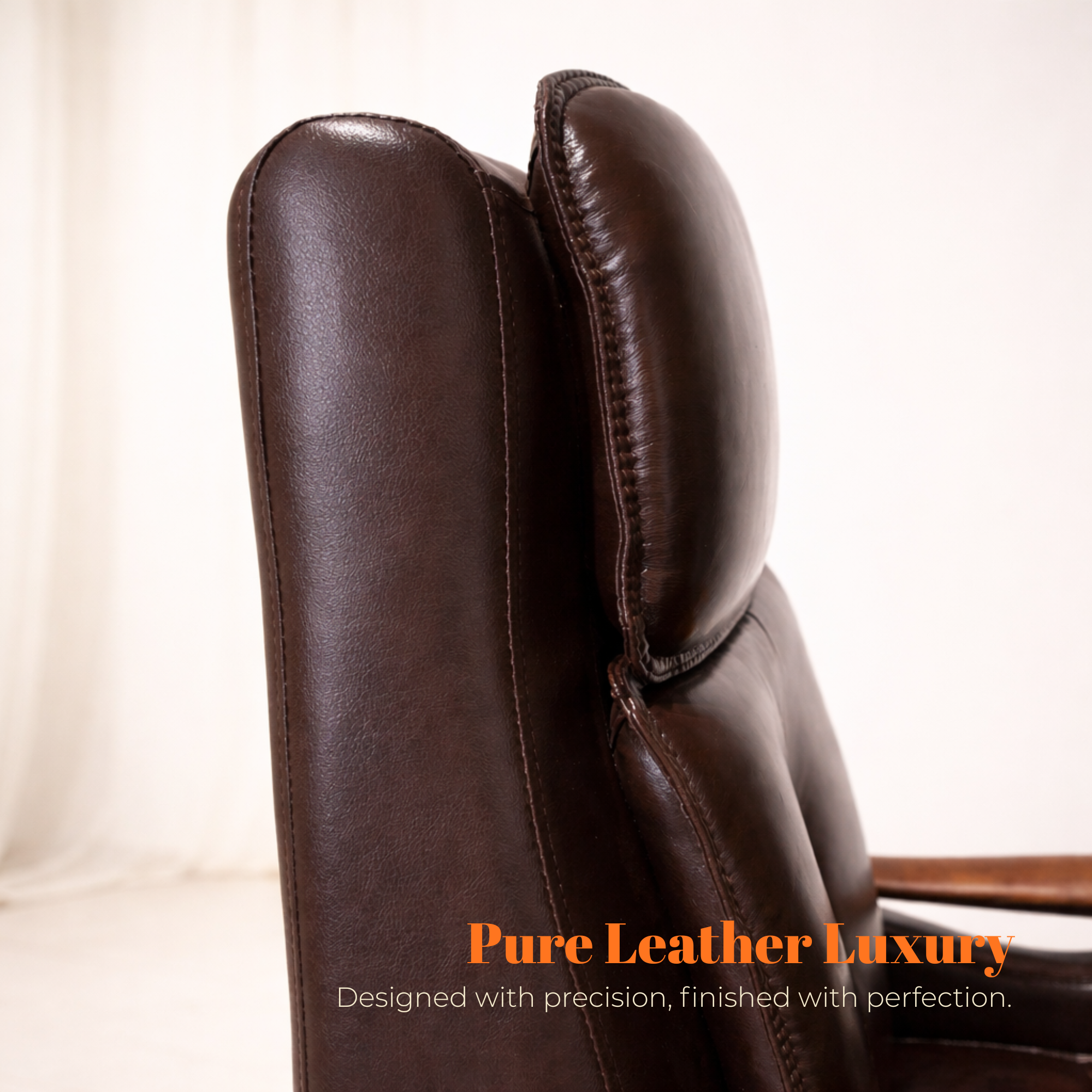 Luxury Wooden Director Chair with Premium Leather Upholstery, Ergonomic Design, Solid Wood Frame, Executive Comfort 150° Reclining Seat