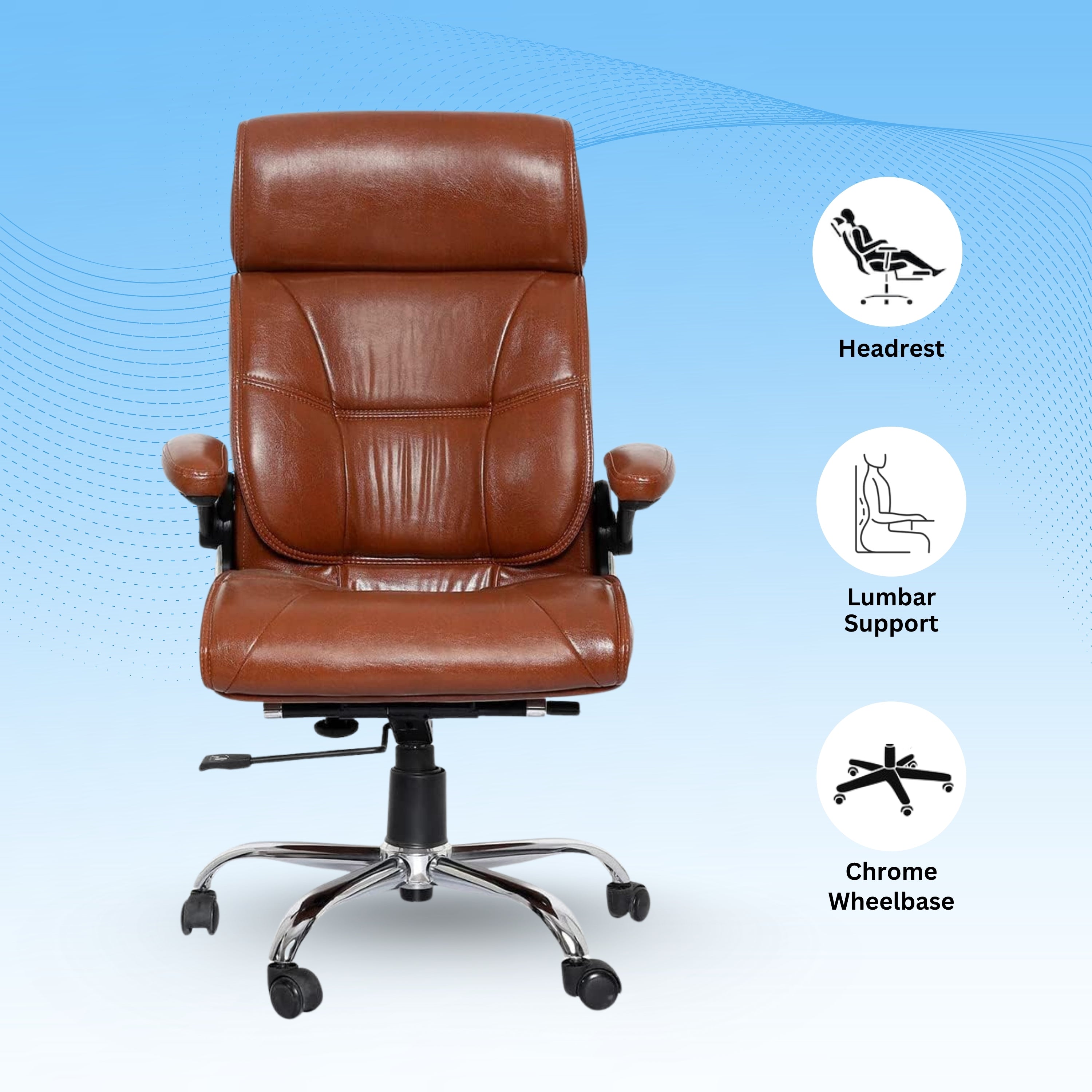 High Back Director Office Chair Ergonomic Leatherette Executive Chair with Adjustable Armrests, Comfortable Revolving Desk Chair for Office