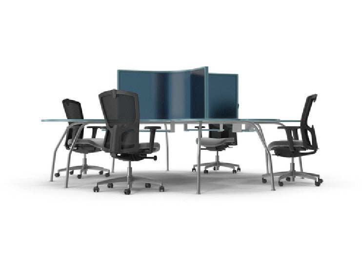Modern 4-Person Collaborative Workstation with Ergonomic Design
