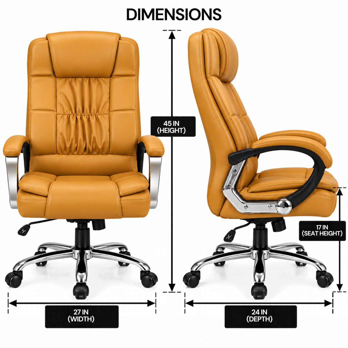 High Back Office Executive Chair with Chrome Base