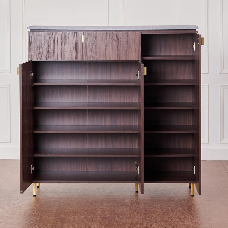 Wooden Storage Cabinet with Wooden Shelves, Contemporary Finish and Sturdy Build