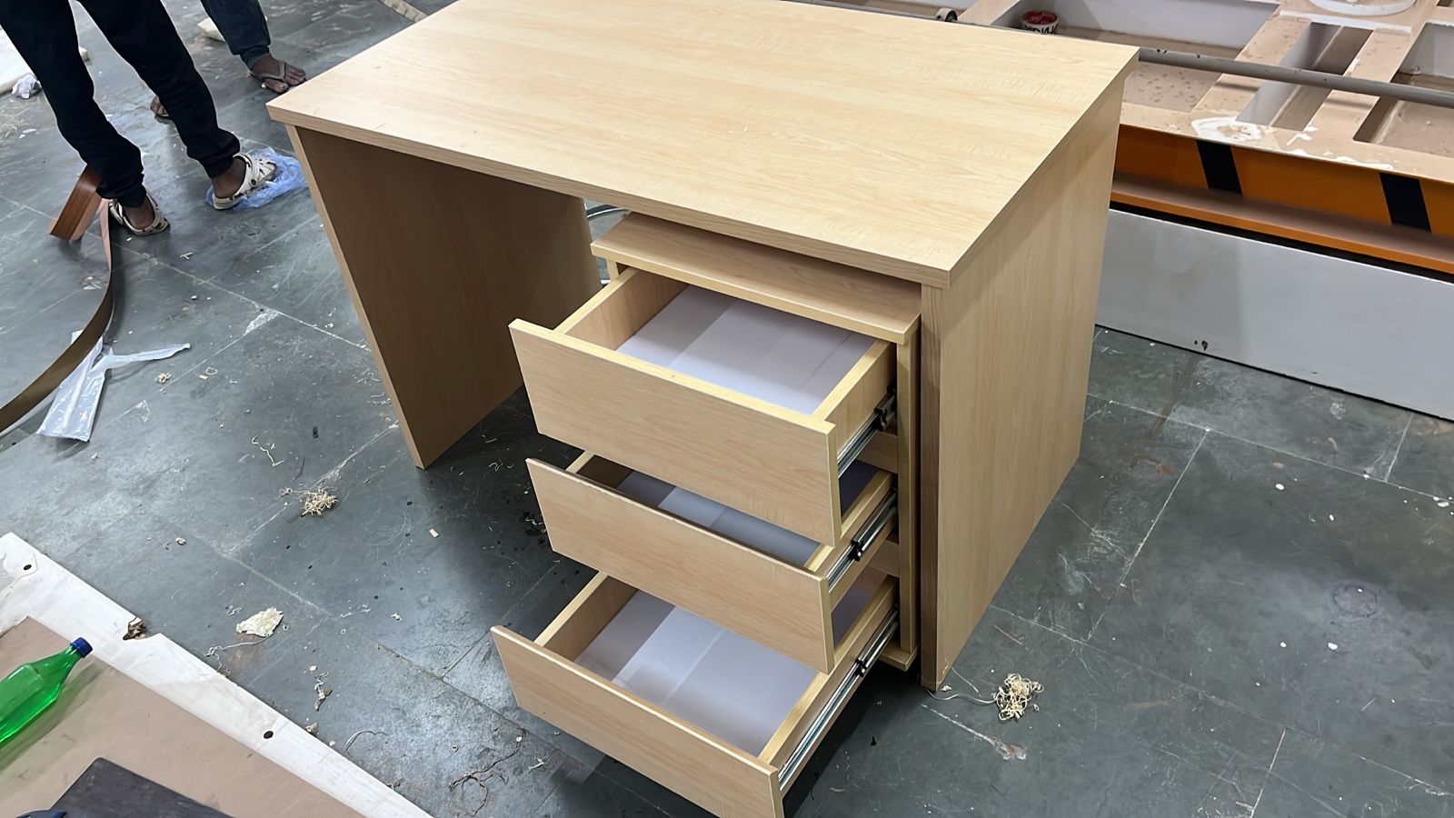 Office Desk and Computer Table and Pedestal 3 Drawer Made In Engineered Wood - Beige