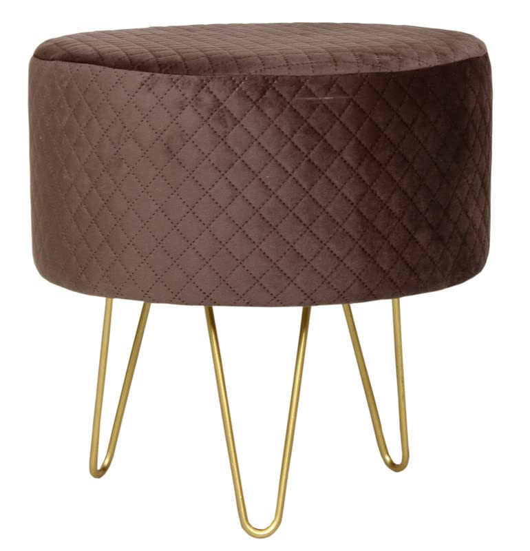 Ottoman Pouffes Sitting Stool for Living Room Dressing Table Puffy Footstool for Office or Home Decoration -Coffee Brown