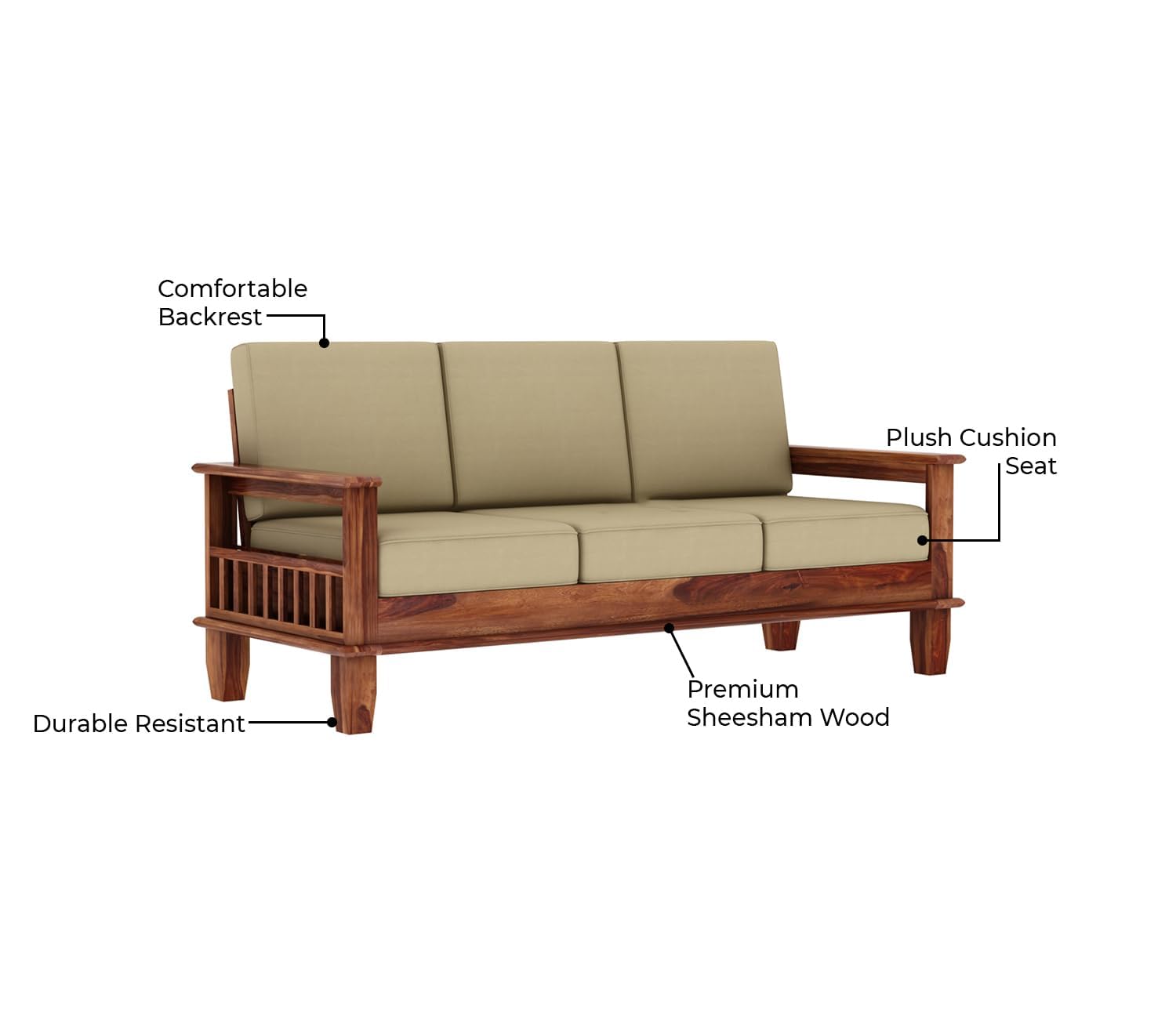 3 Seater Sofa For Home and furniture&nbsp; Upholstery Fabric Modern and Durable Design for Living Room – Brown and Beige