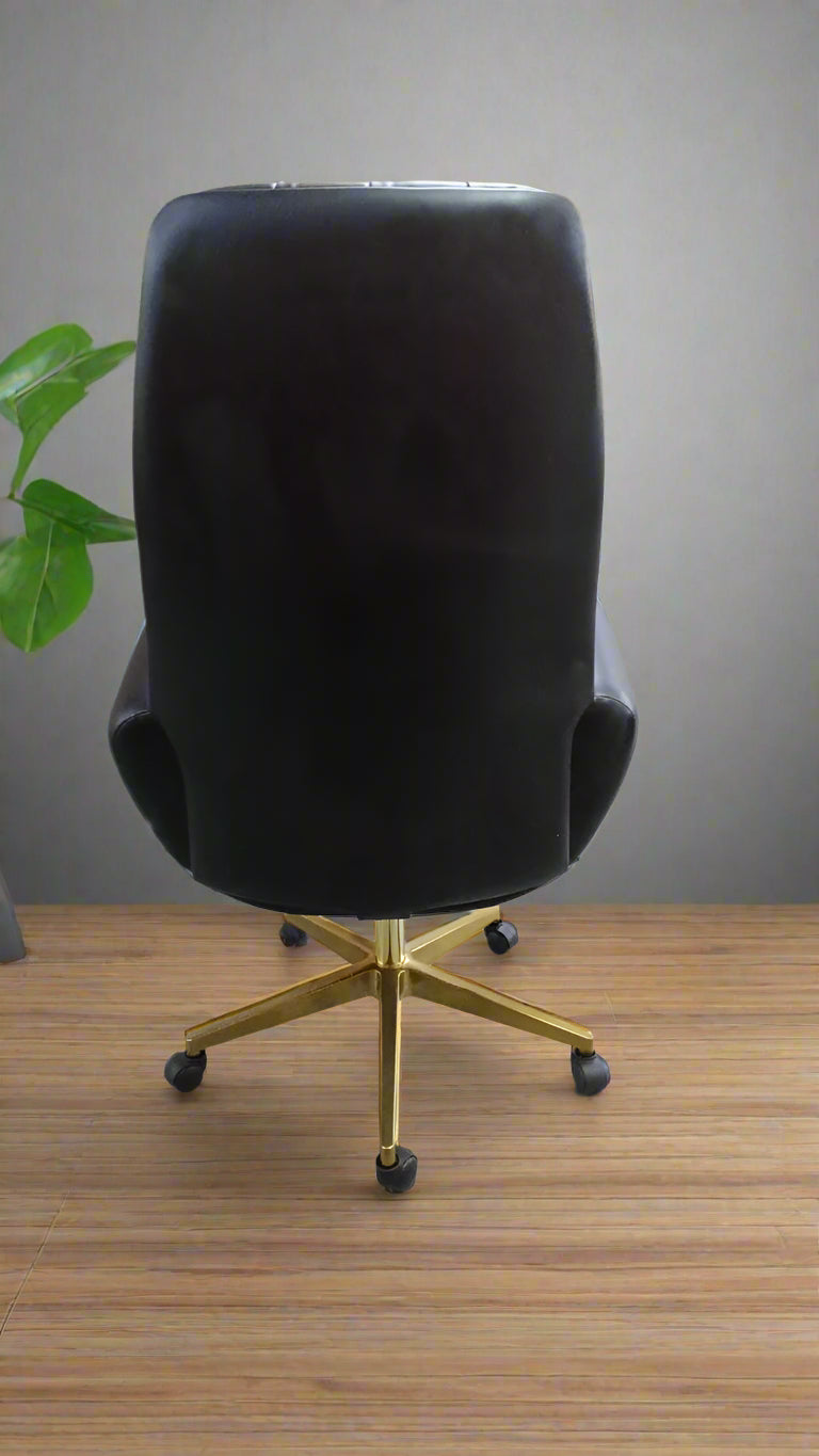 Luxury High Back Office Director & Executive Chair with PU Leatherette & Swivel Base and Metal Base With Gold Powder Coating