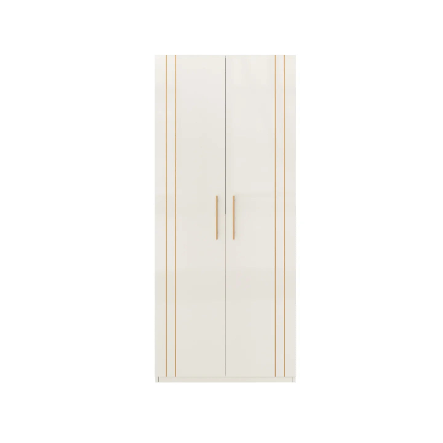 Wardrobe 2-Doors Modern Design with Soft-Close Hinges, Designer Handles, Secure Locker and Spacious Drawers.
