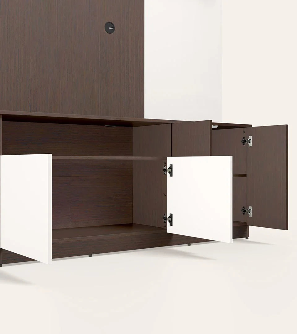 Wooden TV Wall Cabinet with Stylish finish, and Functional Storage for Contemporary Home Interiors