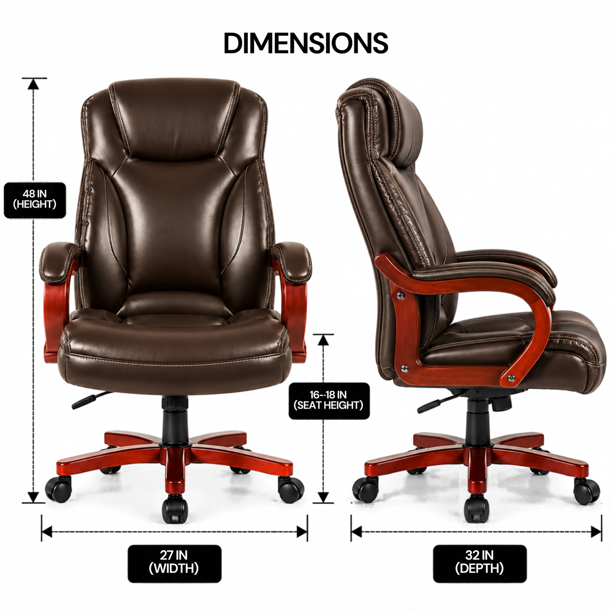 Director office Chair Made in Plyboard with Leatherette Upholstery & Armrest with Height Adjustable & Revolving Chair