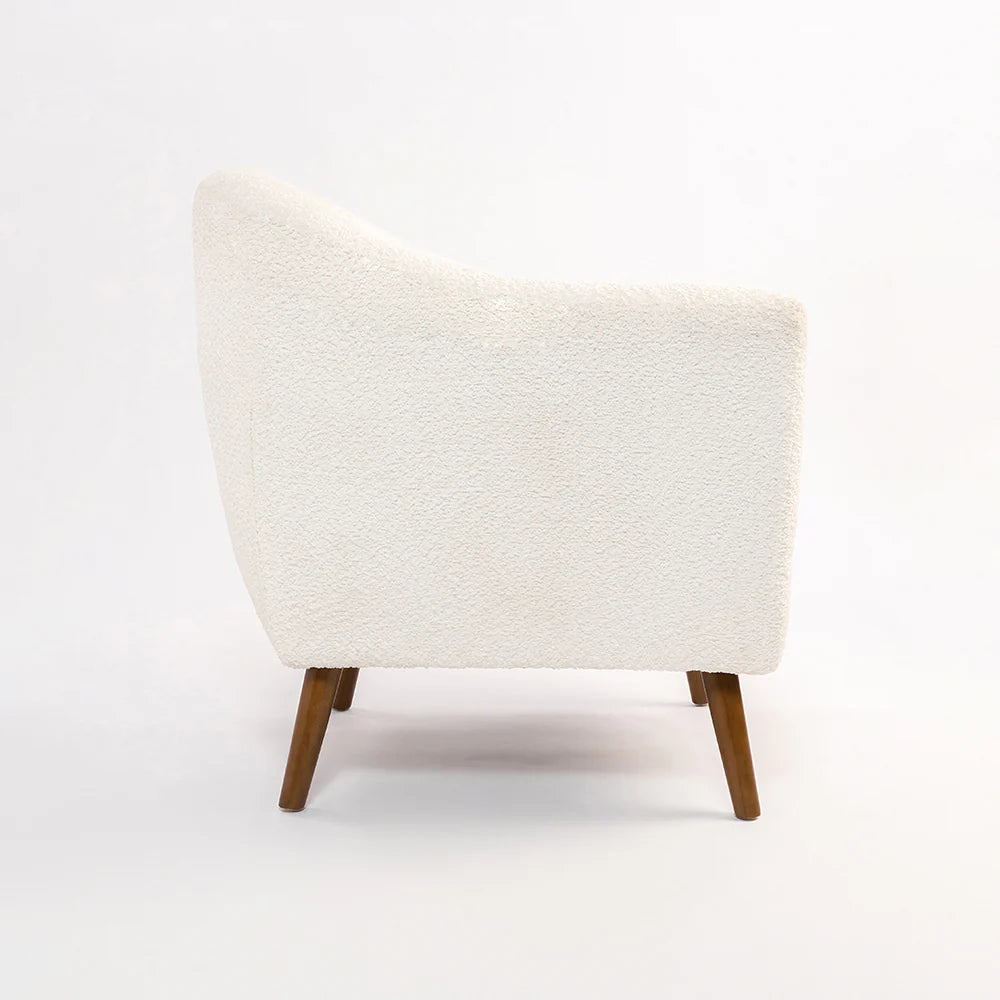 Lounge Chair For Home Furniture Modern & Durable Design Accent Armchair Upholstery Woolen Comfortable Seating for Living Room & Offices - White