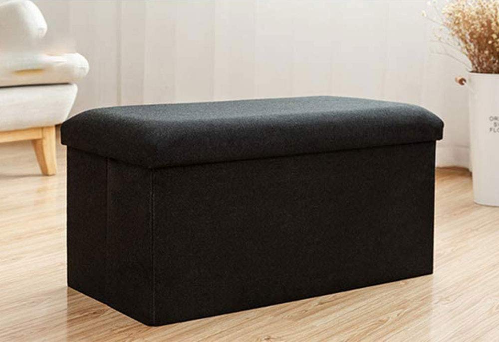 Ottoman Bench – Grey Leather Storage Padded Seat, Quick Assemble, Space-Saving Footrest and Seat for Bedroom