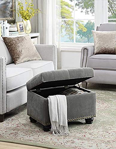 কাঠের ফ্রেম লেদারেট অটোমান স্টোরেজ সহ