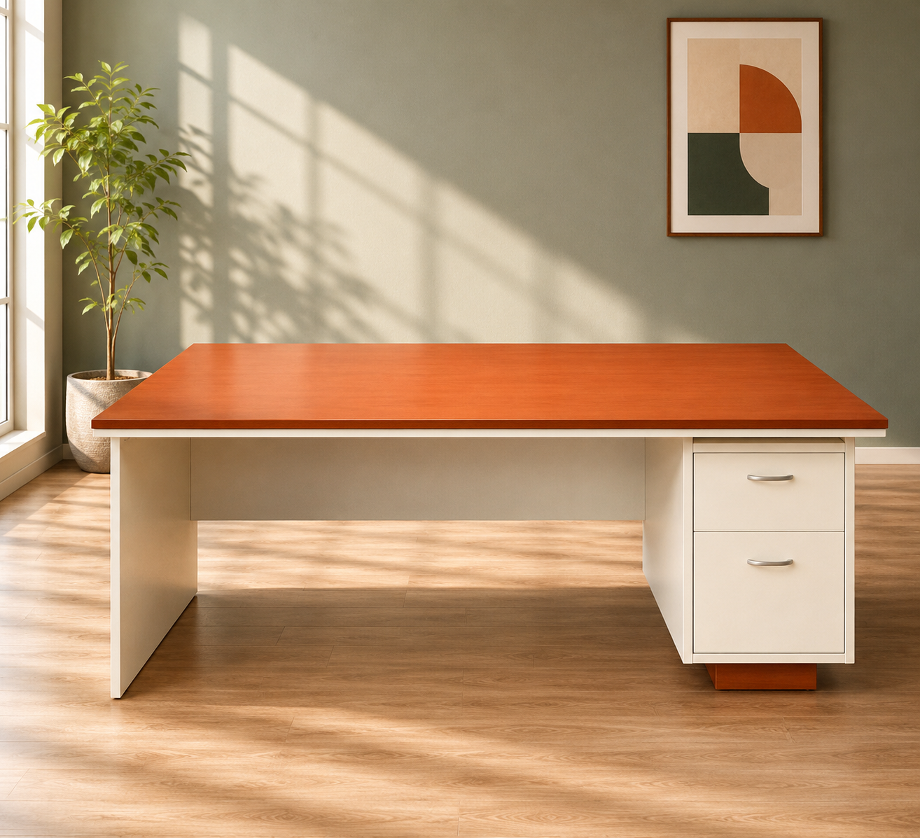 Director and Executive L Shape Office Table Made Particle Board with Luxury Look in your Office
