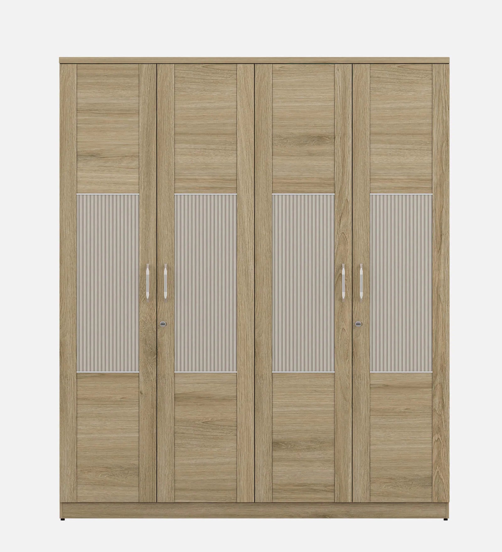 Wardrobe 4‑Door with Stylish Design, Drawers & Shelves, with Multi-Storage Options