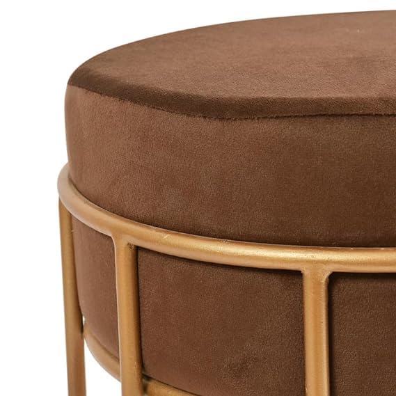 फ़ैब्रिक अपहोल्स्ट्री और मेटल बेस पाउफ़