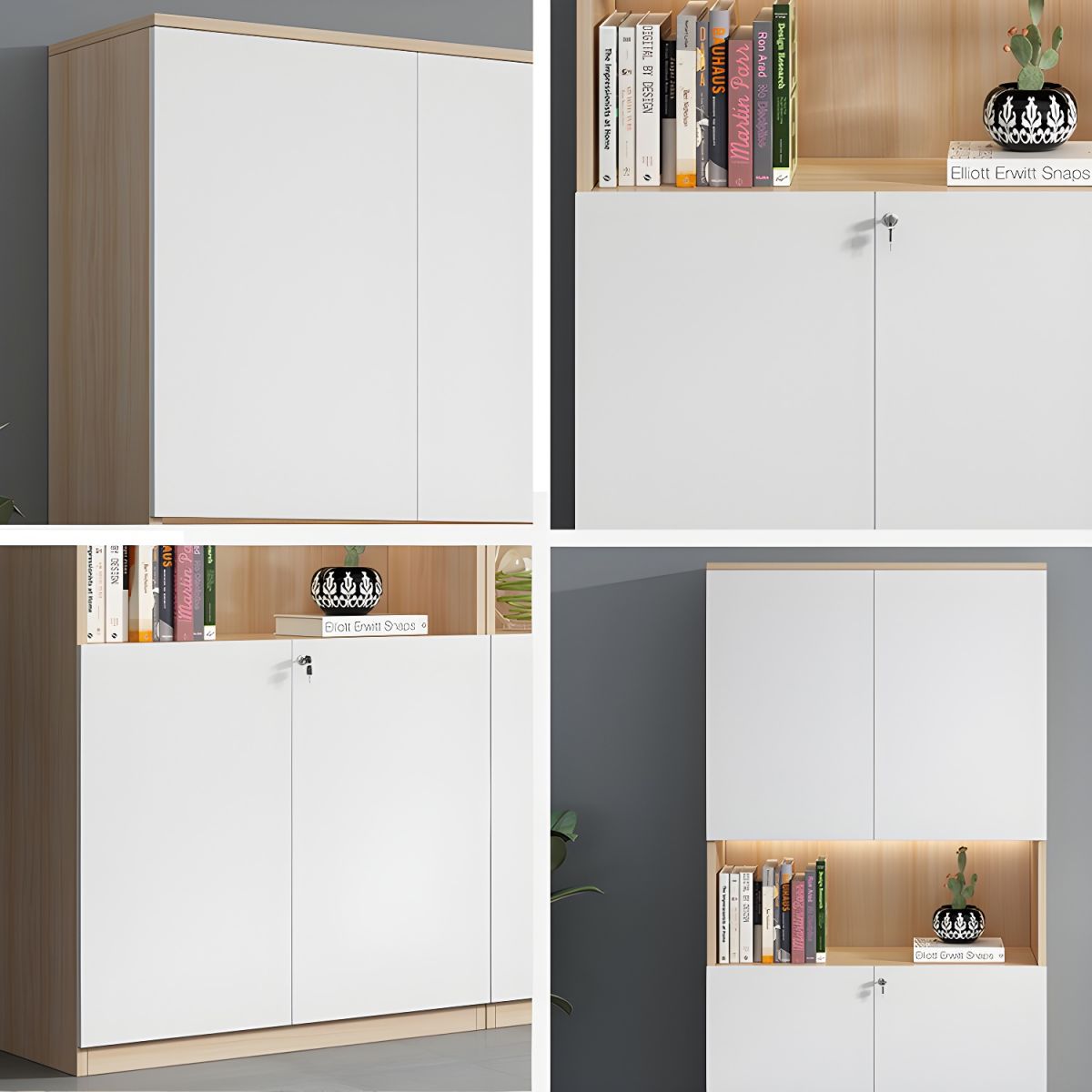 Modern Wooden Storage Cabinet with Bookshelf for Office and Home with Elegant Design