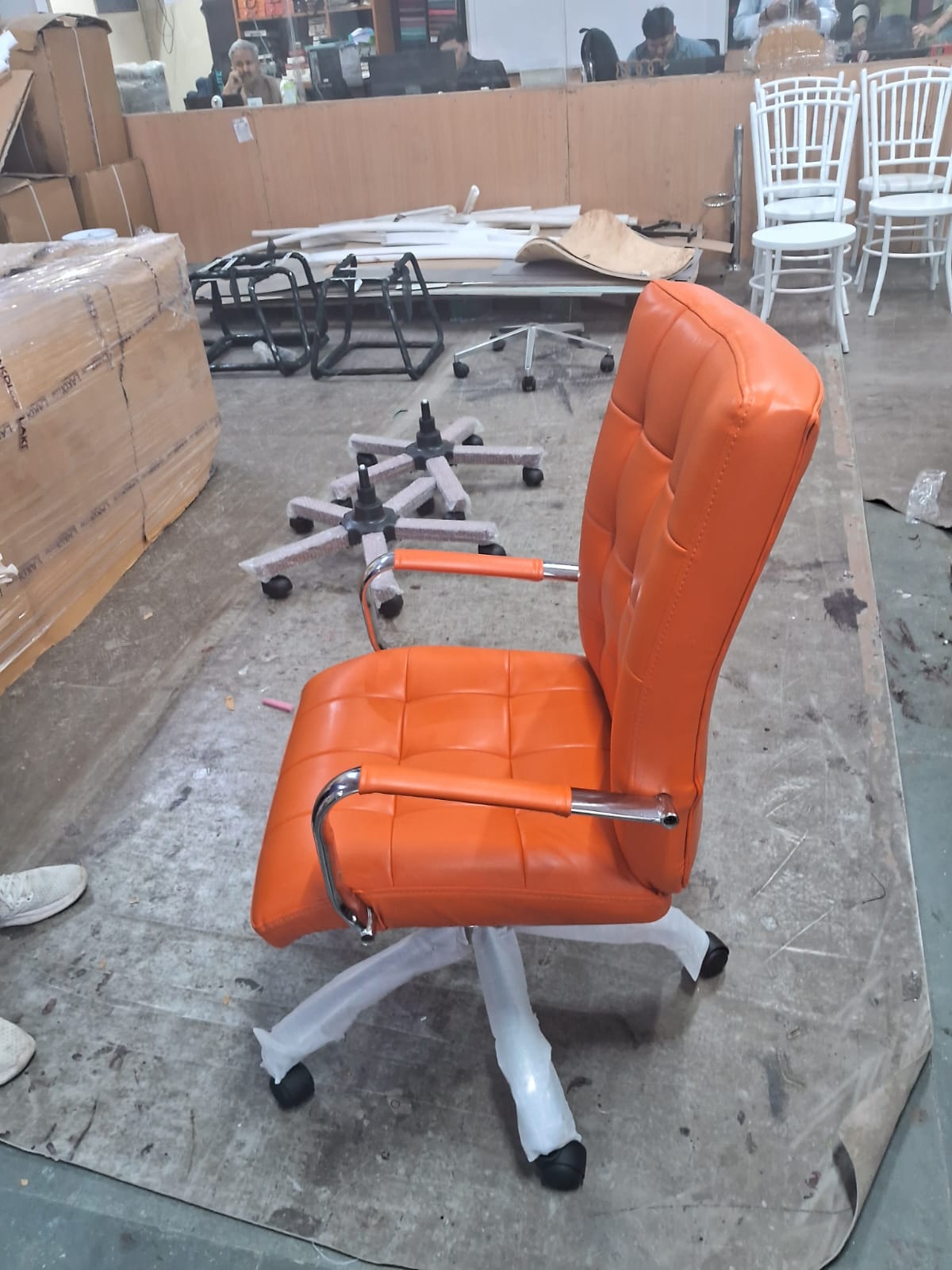 Leatherette Mid Back Executive Chair with Height Adjustable Chrome Base