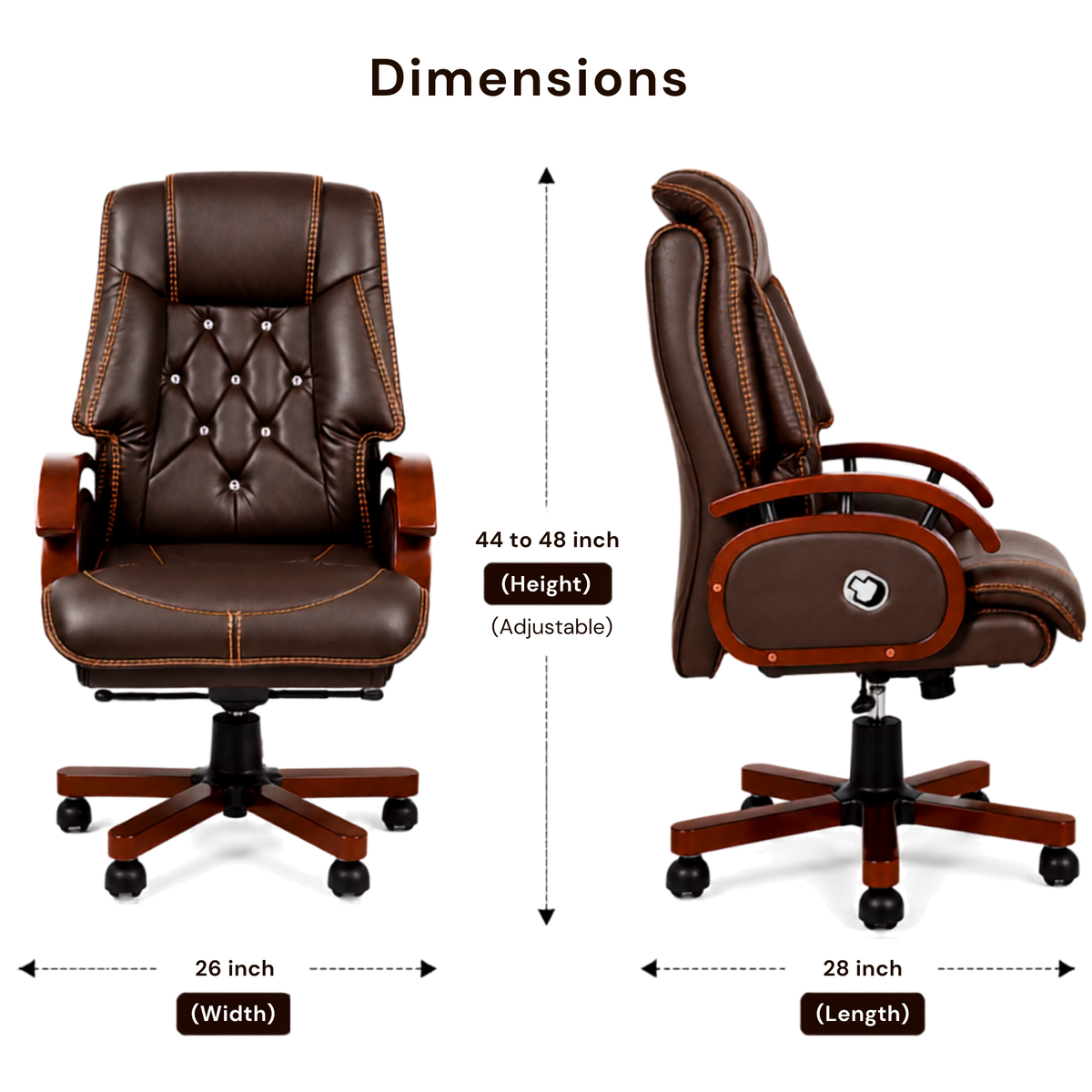 Premium High Back Leatherette Wooden Base & Handle Office Chair for Director & Executive | Revolving Recliner, Soft Heavy Cushion